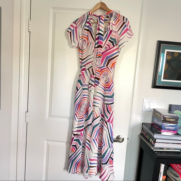 RARE! Kate Spade Geobrella Silk Midi Dress Gorgeous geometric print - Picture 8 of 11